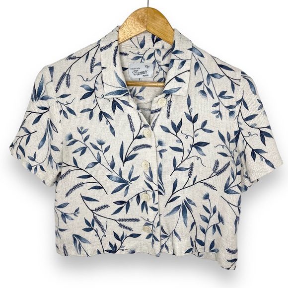 Vintage Floral Knit Cropped Button Down Top - Picture 6 of 9